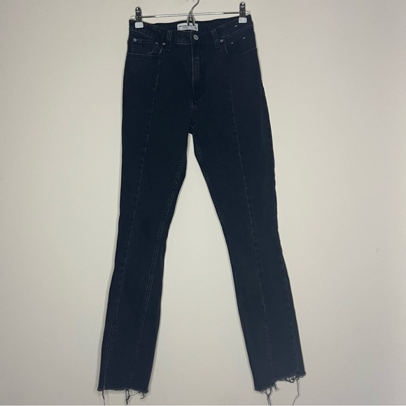A+F The Skinny High Rise Curve Love Edgy Goth Split Hem Jeans - Picture 2 of 9